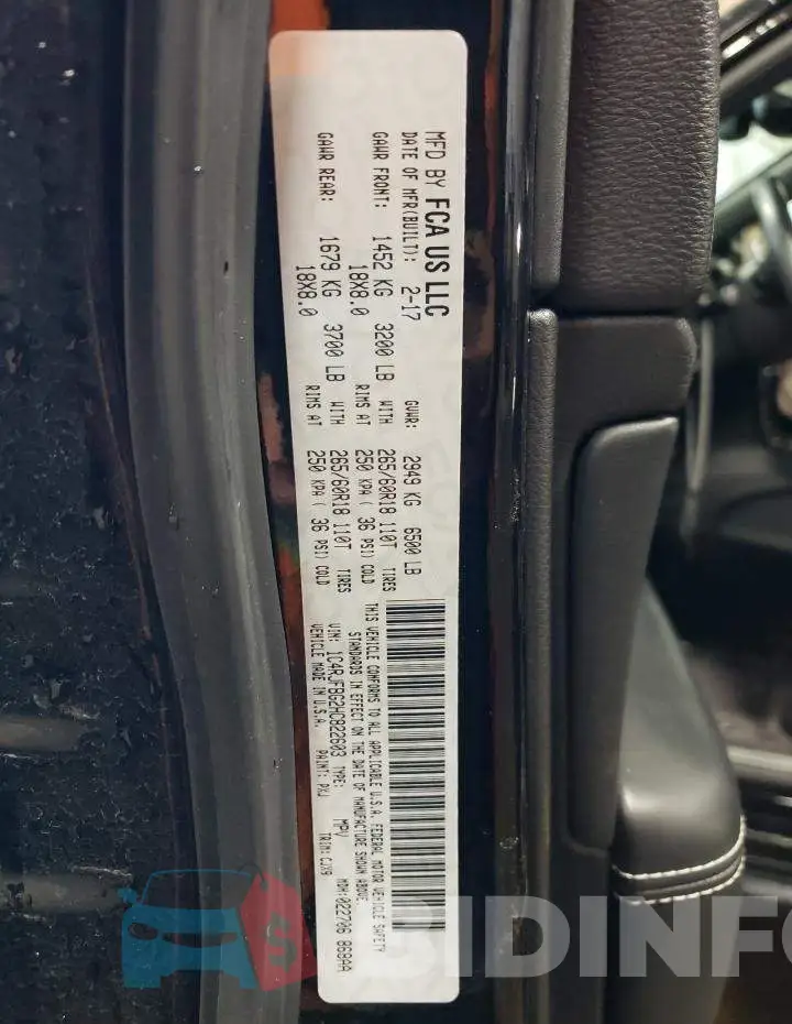 1C4RJFBG2HC822603 Photo# 12