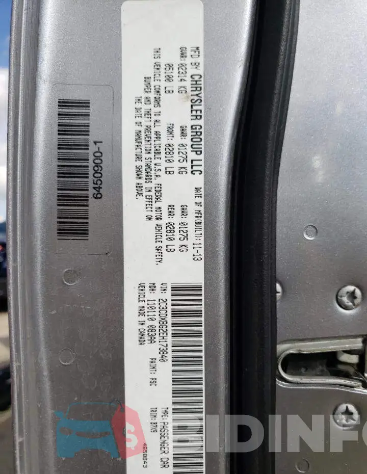 2C3CDXBG2EH173840 Photo# 10