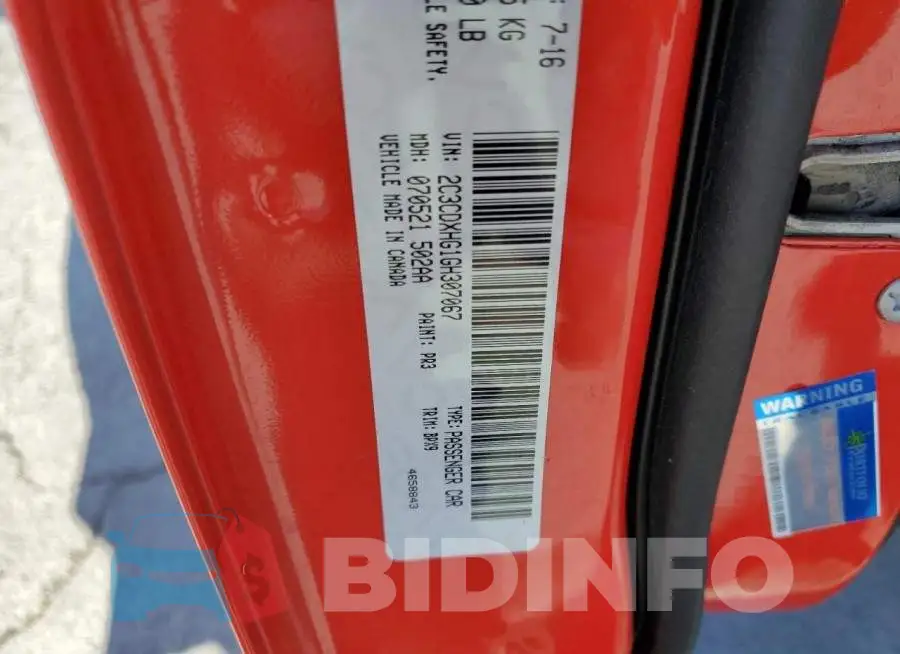 2C3CDXHG1GH307067 Photo# 10