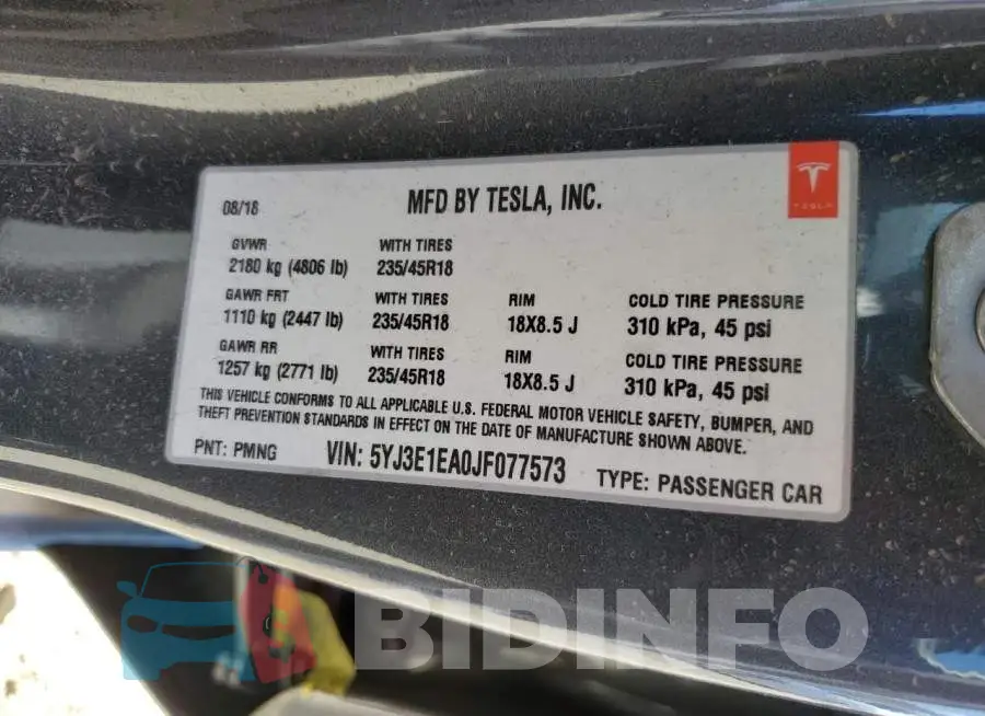 5YJ3E1EA0JF077573 Photo# 10