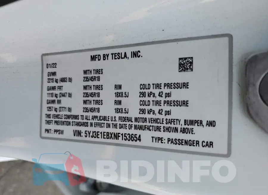 5YJ3E1EBXNF153654 Photo# 13