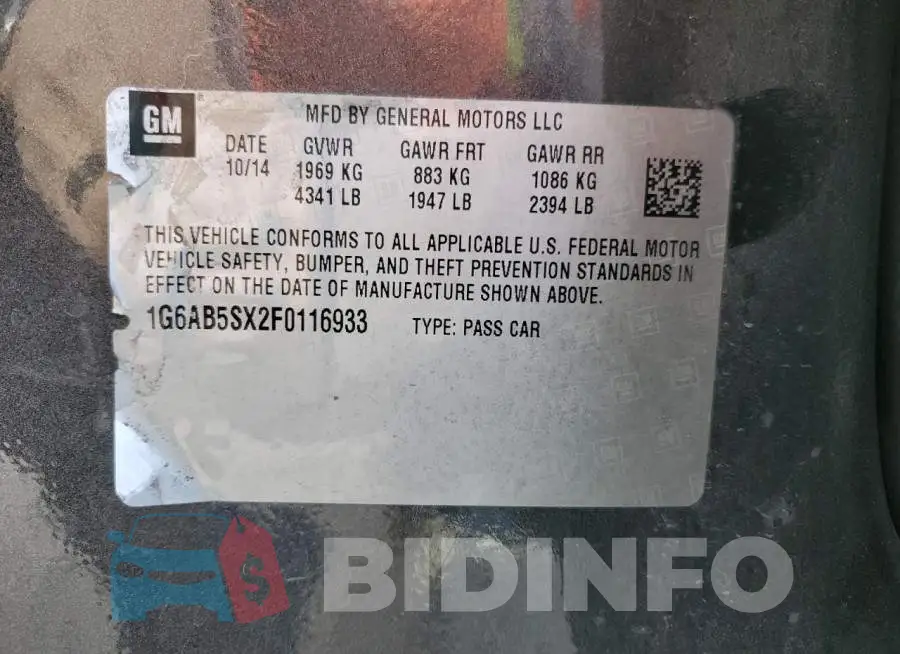1G6AB5SX2F0116933 Photo# 12