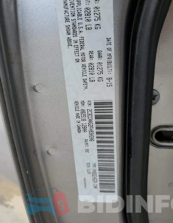 2C3CCAAG2FH930206 Photo# 12