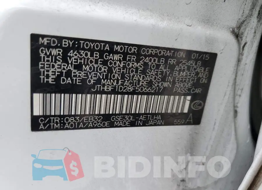 JTHBF1D28F5066217 Photo# 12