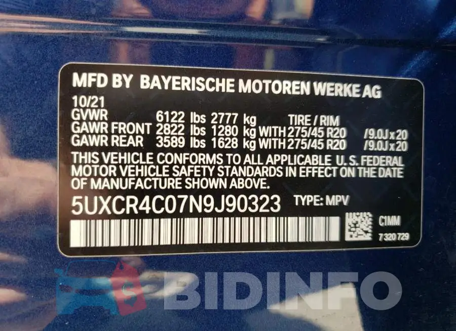5UXCR4C07N9J90323 Photo# 10