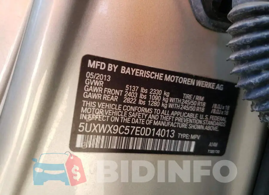 5UXWX9C57E0D14013 Photo# 10