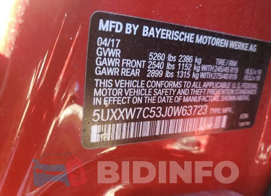 5UXXW7C53J0W63723 Photo# 13