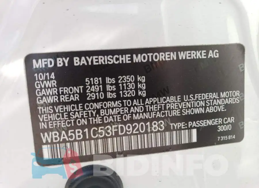 WBA5B1C53FD920183 Photo# 12