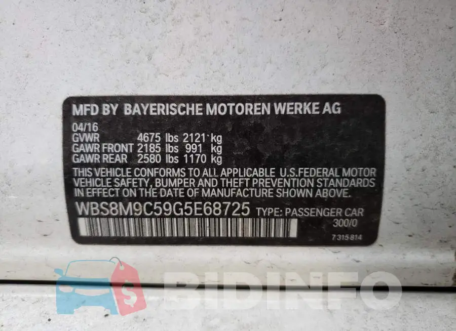 WBS8M9C59G5E68725 Photo# 12