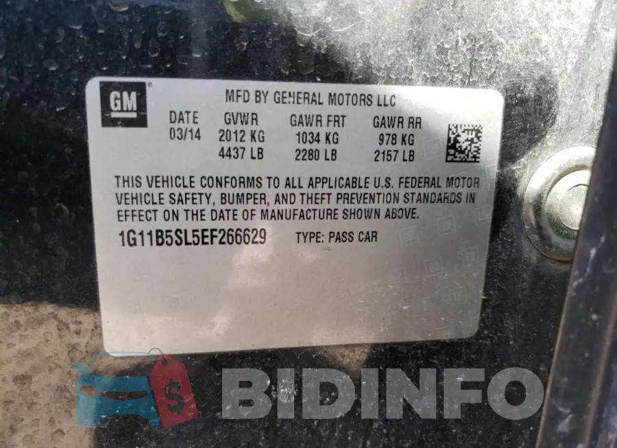 1G11B5SL5EF266629 Photo# 12