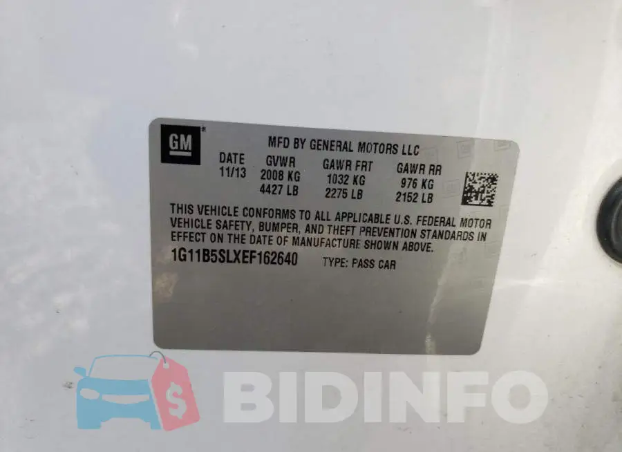 1G11B5SLXEF162640 Photo# 10