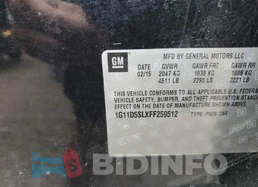 1G11D5SLXFF259512 Photo# 10