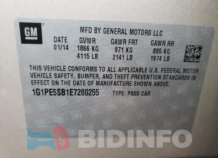 1G1PE5SB1E7280255 Photo# 13