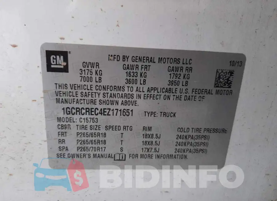 1GCRCREC4EZ171651 Photo# 12