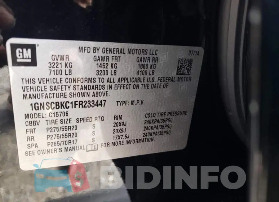 1GNSCBKC1FR233447 Photo# 14