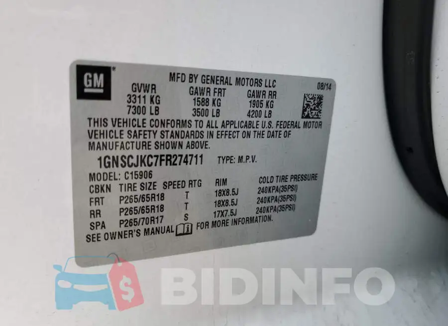 1GNSCJKC7FR274711 Photo# 13
