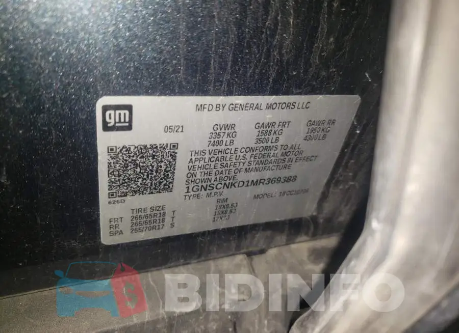 1GNSCNKD1MR369388 Photo# 12