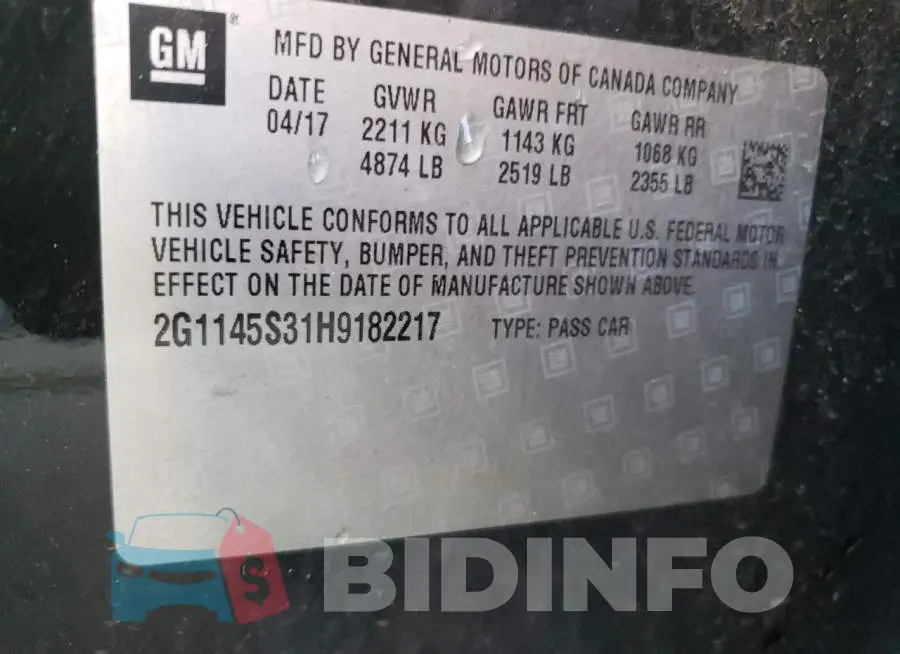 2G1145S31H9182217 Photo# 10