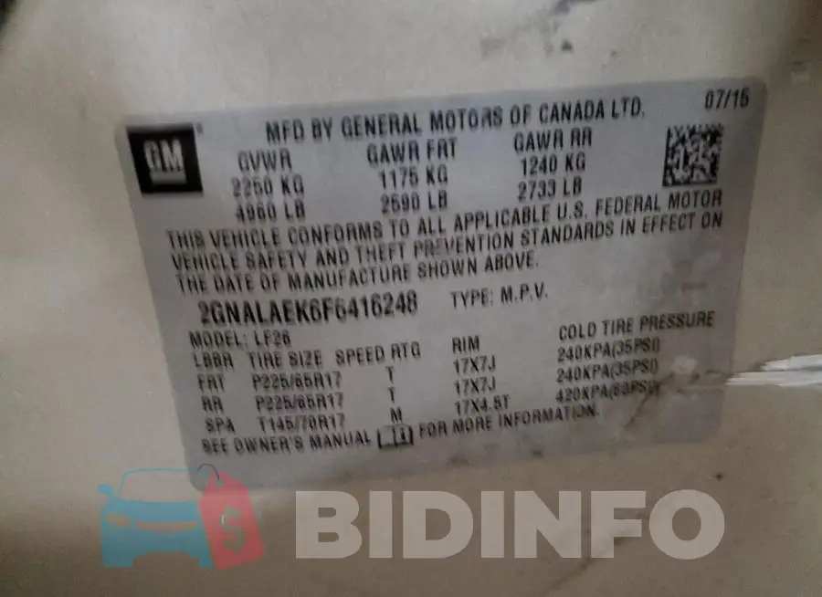 2GNALAEK6F6416248 Photo# 14