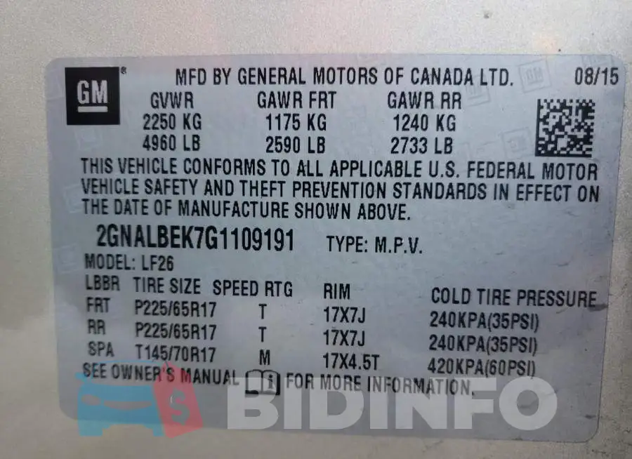 2GNALBEK7G1109191 Photo# 13