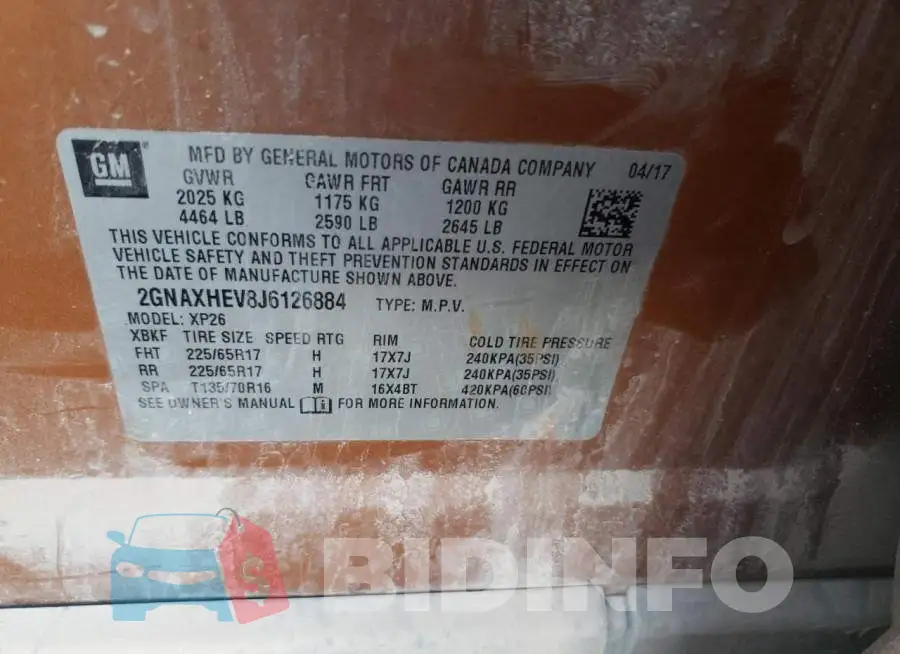 2GNAXHEV8J6126884 Photo# 13