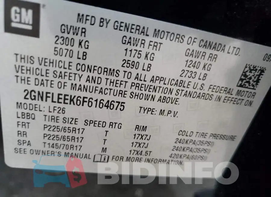 2GNFLEEK6F6164675 Photo# 13