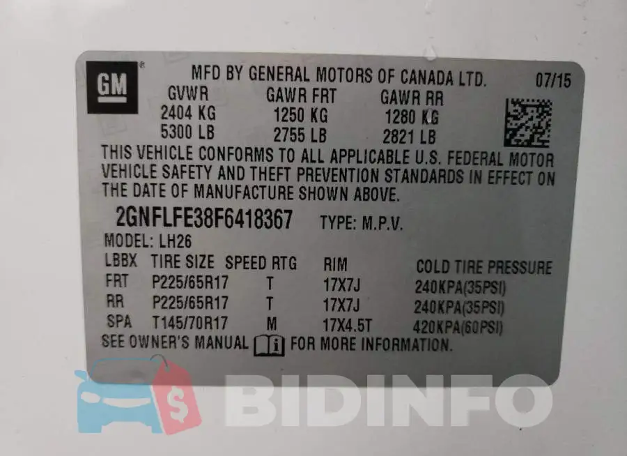 2GNFLFE38F6418367 Photo# 13