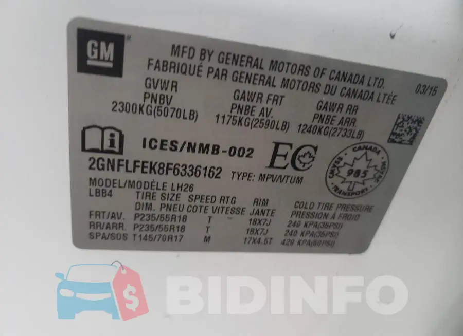 2GNFLFEK8F6336162 Photo# 13
