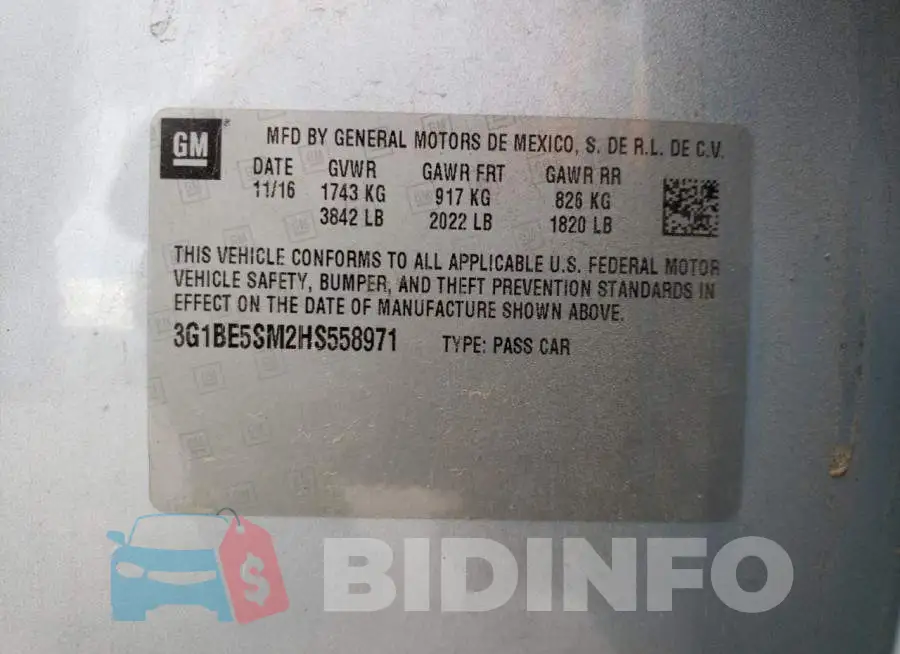 3G1BE5SM2HS558971 Photo# 10