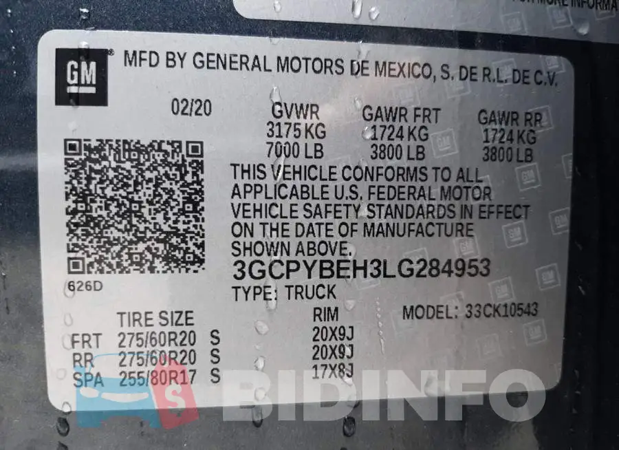 3GCPYBEH3LG284953 Photo# 12