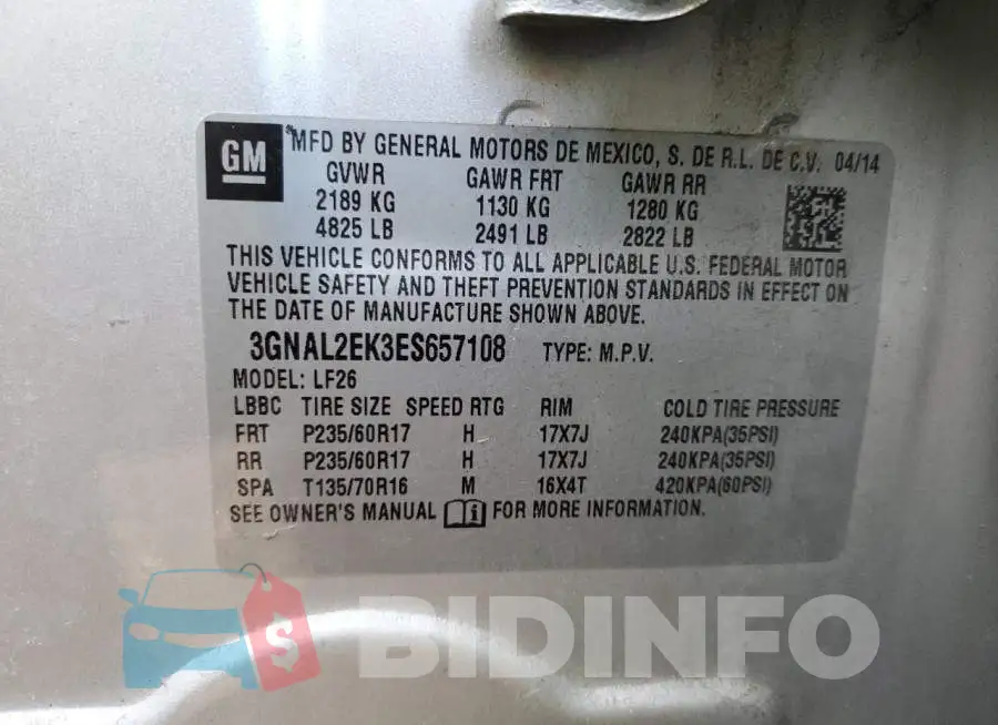 3GNAL2EK3ES657108 Photo# 12