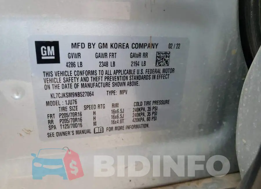 KL7CJKSM9NB527064 Photo# 12