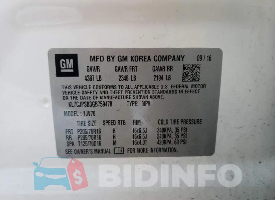 KL7CJPSB3GB759478 Photo# 14