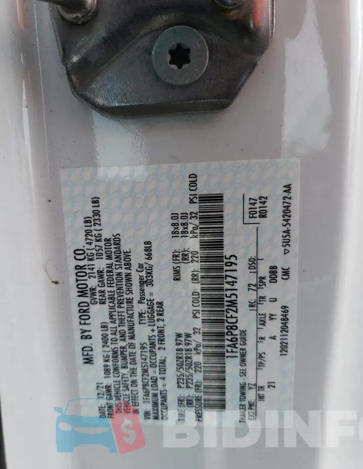 1FA6P8CF2M5147195 Photo# 12