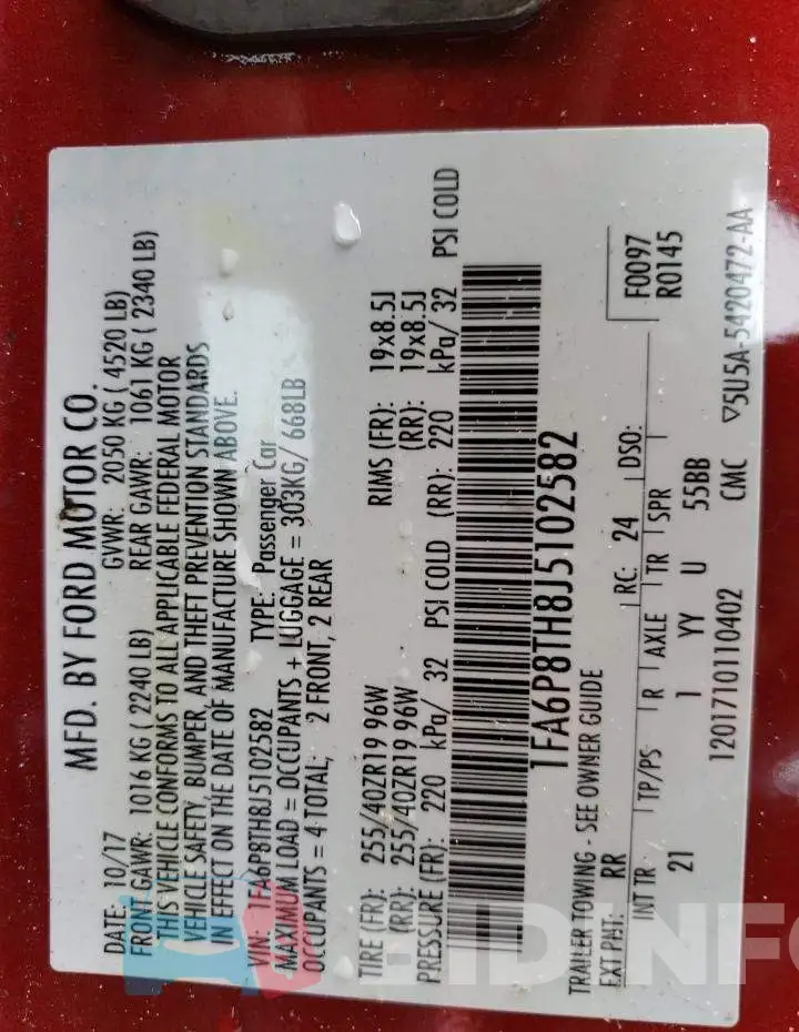 1FA6P8TH8J5102582 Photo# 13