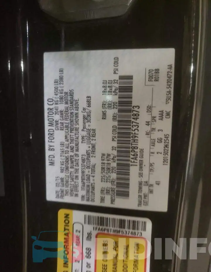 1FA6P8TH9F5374873 Photo# 13