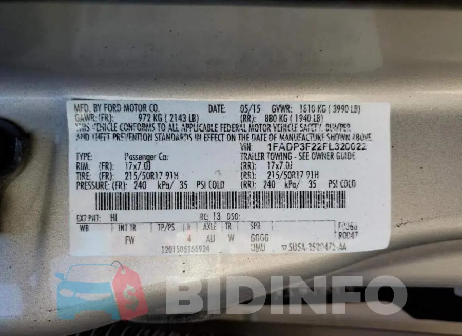 1FADP3F22FL320022 Photo# 10