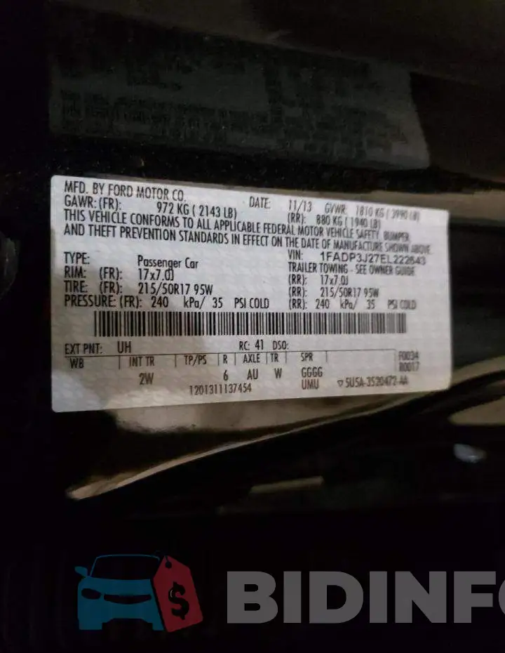 1FADP3J27EL222643 Photo# 12