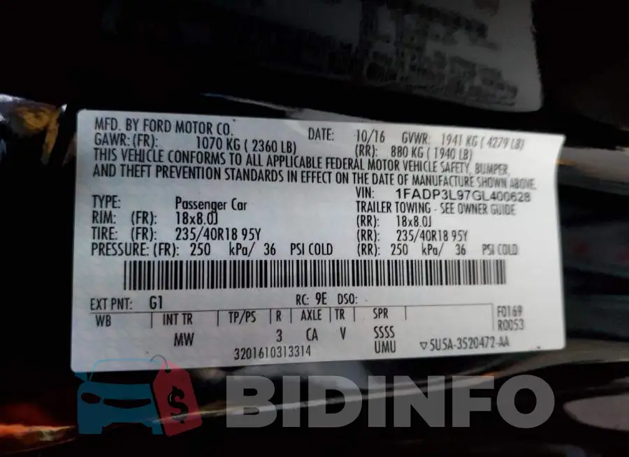 1FADP3L97GL400628 Photo# 12