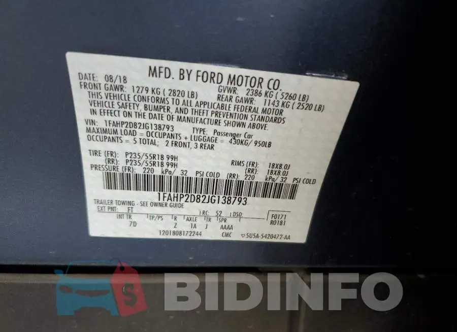 1FAHP2D82JG138793 Photo# 13