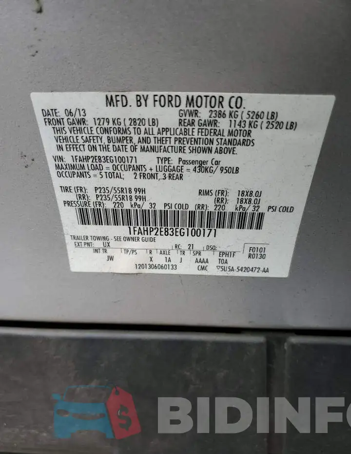 1FAHP2E83EG100171 Photo# 12