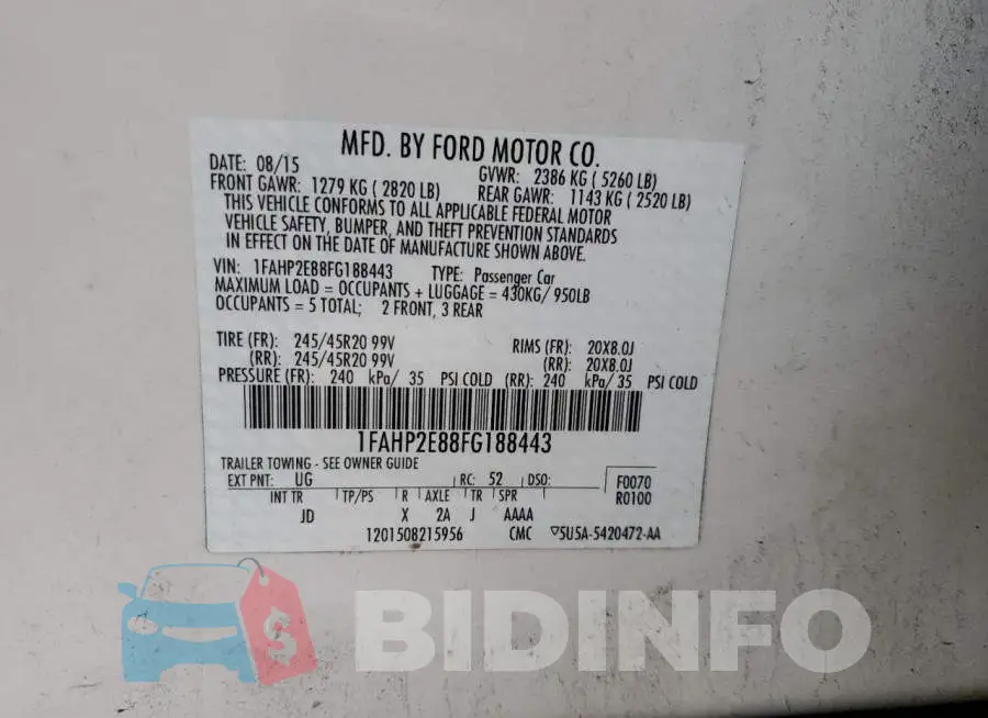 1FAHP2E88FG188443 Photo# 12