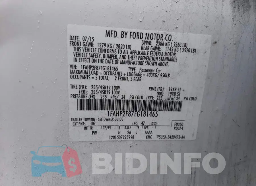 1FAHP2F87FG181465 Photo# 13