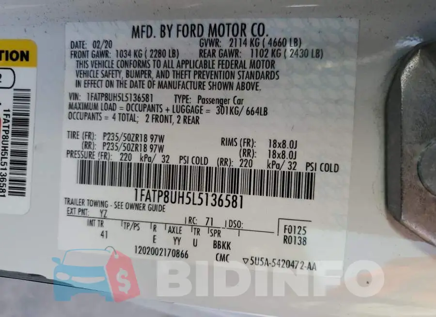 1FATP8UH5L5136581 Photo# 12