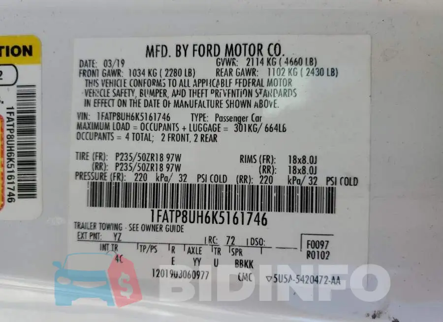 1FATP8UH6K5161746 Photo# 12