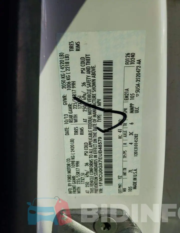 1FMCU0GX7EUB48579 Photo# 13