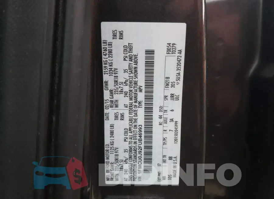 1FMCU0J92FUB46993 Photo# 13