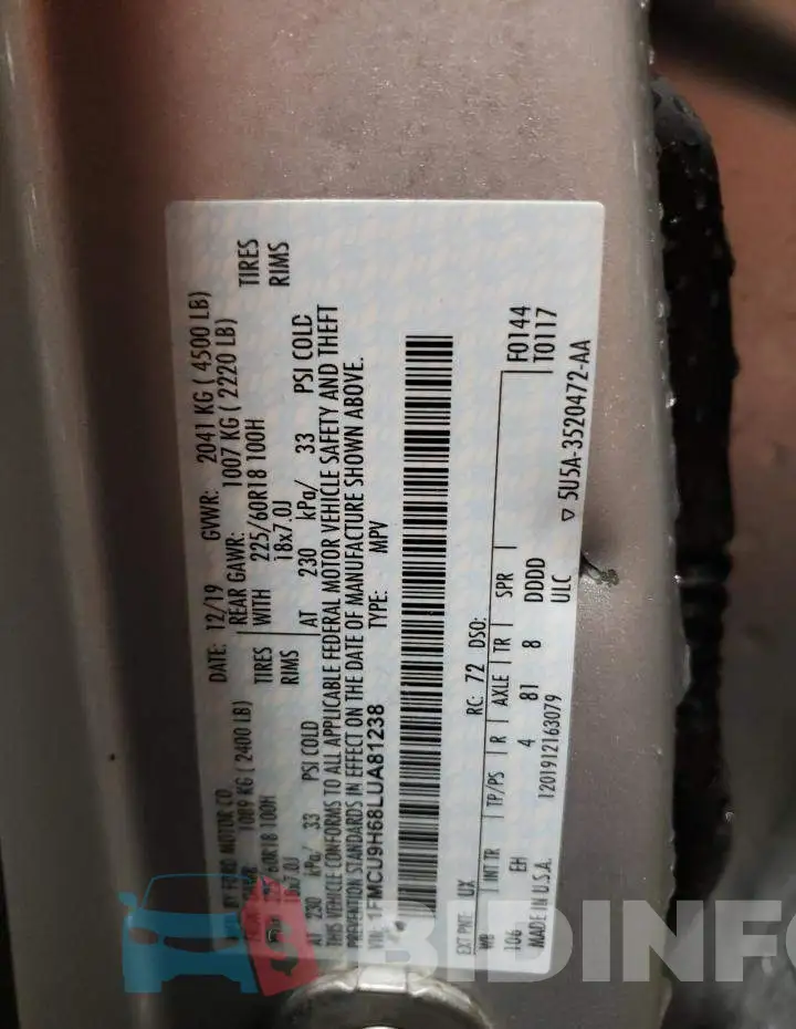 1FMCU9H68LUA81238 Photo# 12