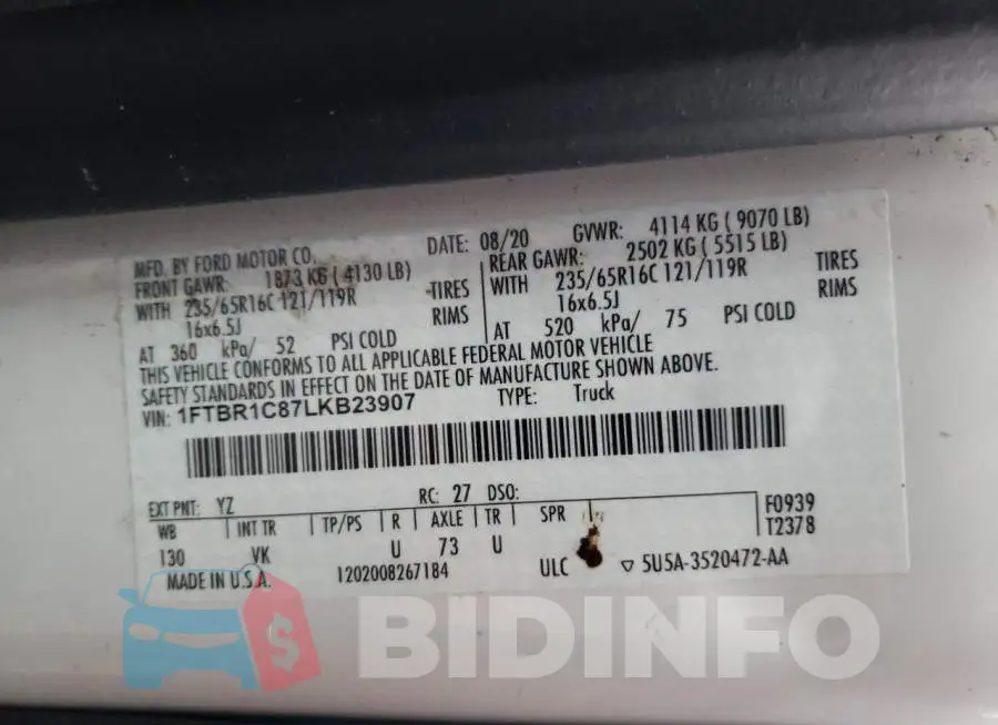 1FTBR1C87LKB23907 Photo# 14