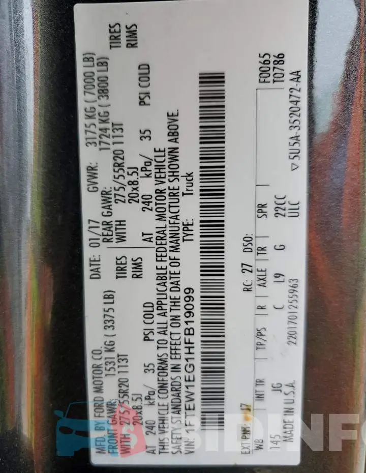 1FTEW1EG1HFB19099 Photo# 13